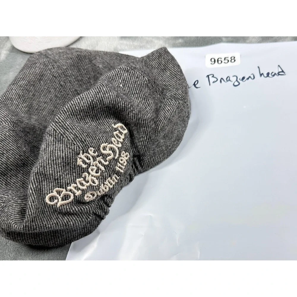 The Brazen Head Dublin 1198 Newsboy Cap Mens XL Gray Herringbone Ireland
